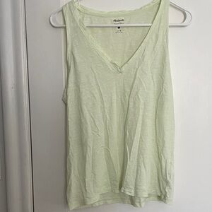 Madewell Light Green V-Neck Tank Top